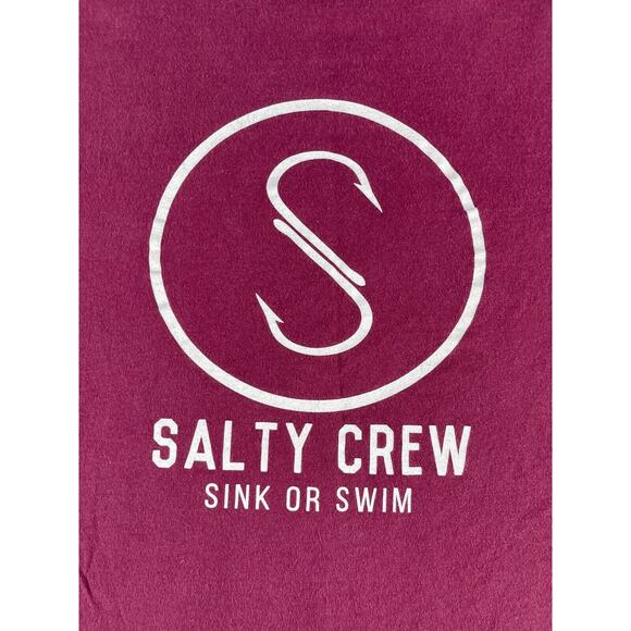 Salty Crew Shirt Mens Medium Maroon Rod N Gun Club Fishing Long Sleeve Swim - Picture 9 of 10